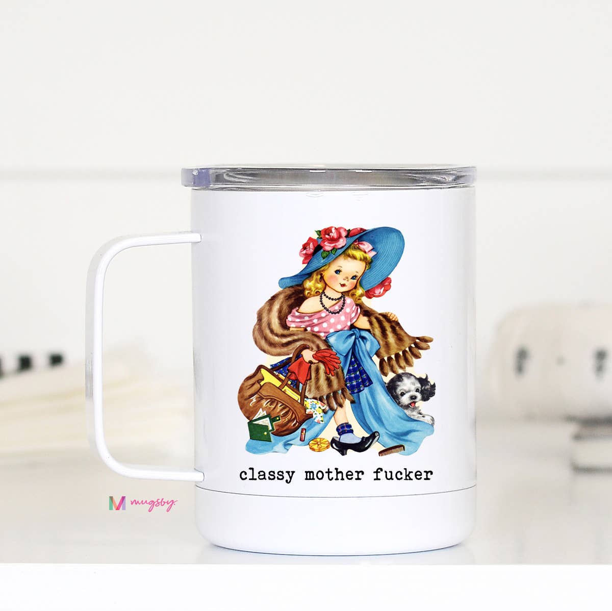Classy Mother Fucker Travel Cup With Handle, Funny Mug