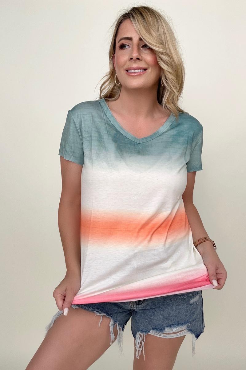 Multicolor Tie-Dye V Neck T-Shirt