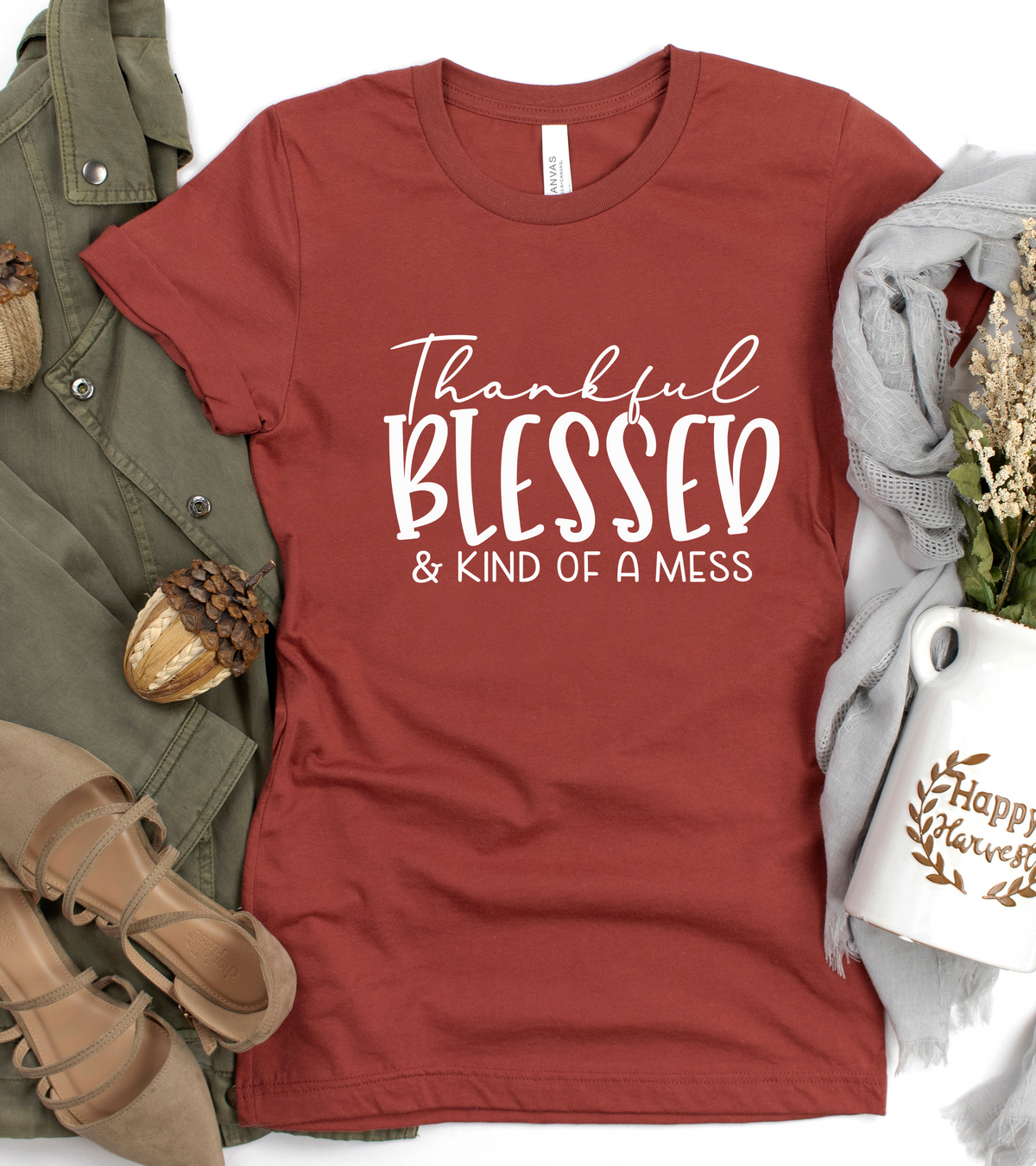 THANKFUL, BLESSED & A MESS (BELLA CANVAS T-shirt)