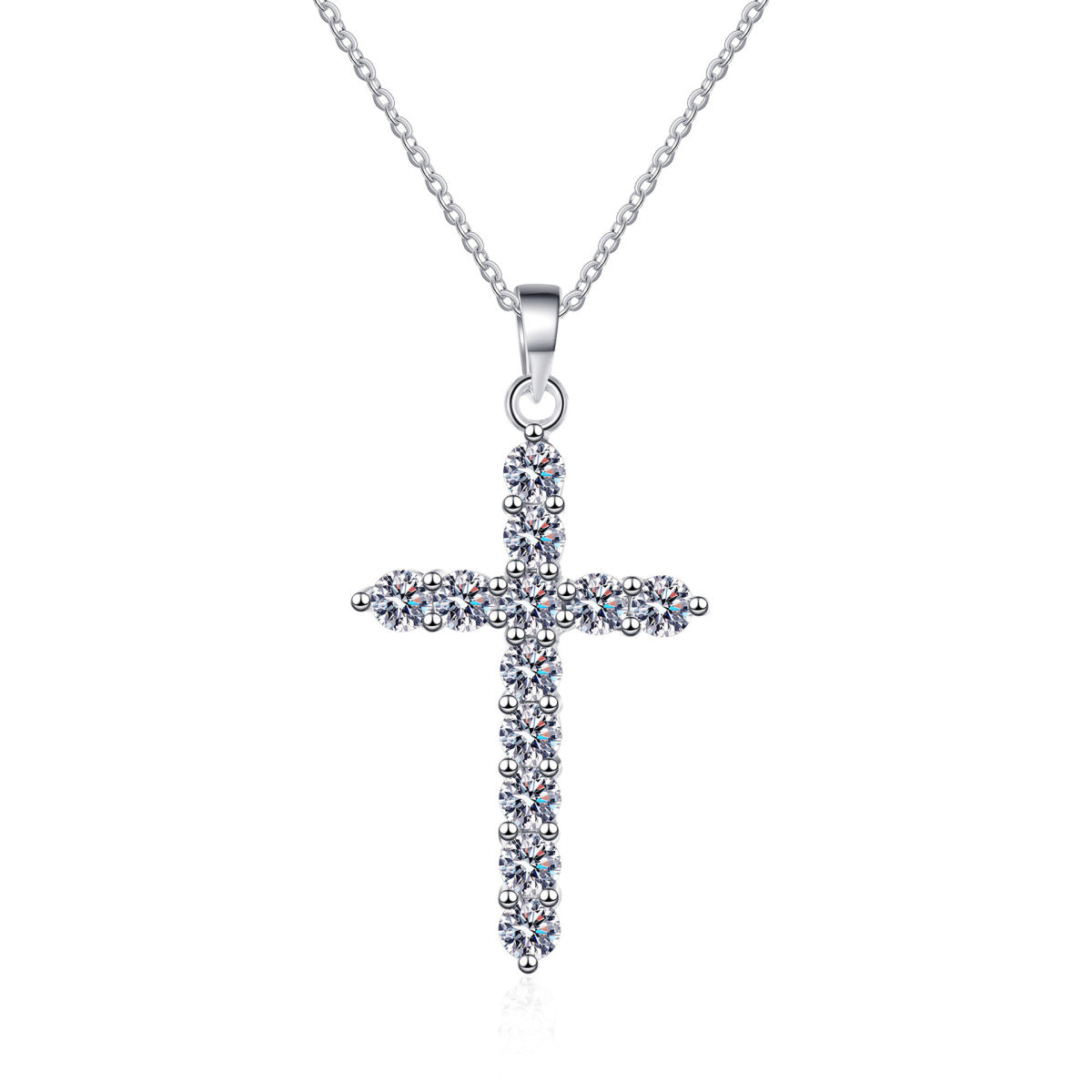 925 Sterling Silver Cross-Shaped Moissanite Necklace