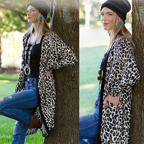 Leopard Cardigan with pockets