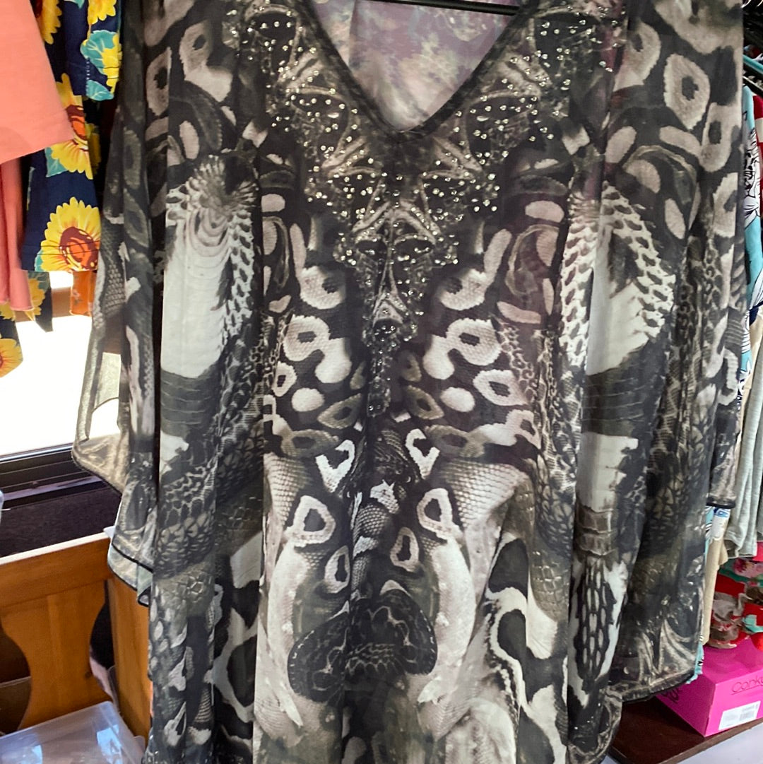 Rhinestone and animal print coverup